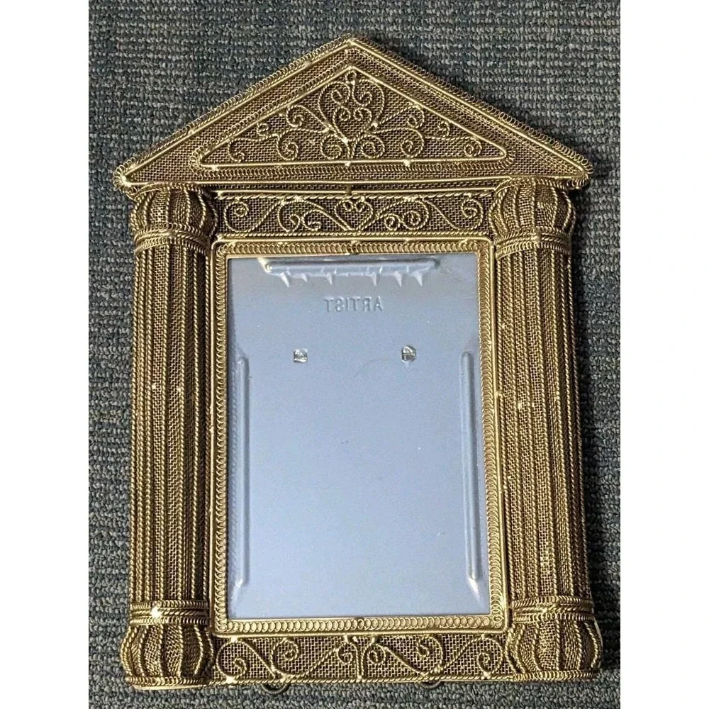 Vintage Style Ornate Gold Filigree Metal Picture Frame Hollywood Regency Columns